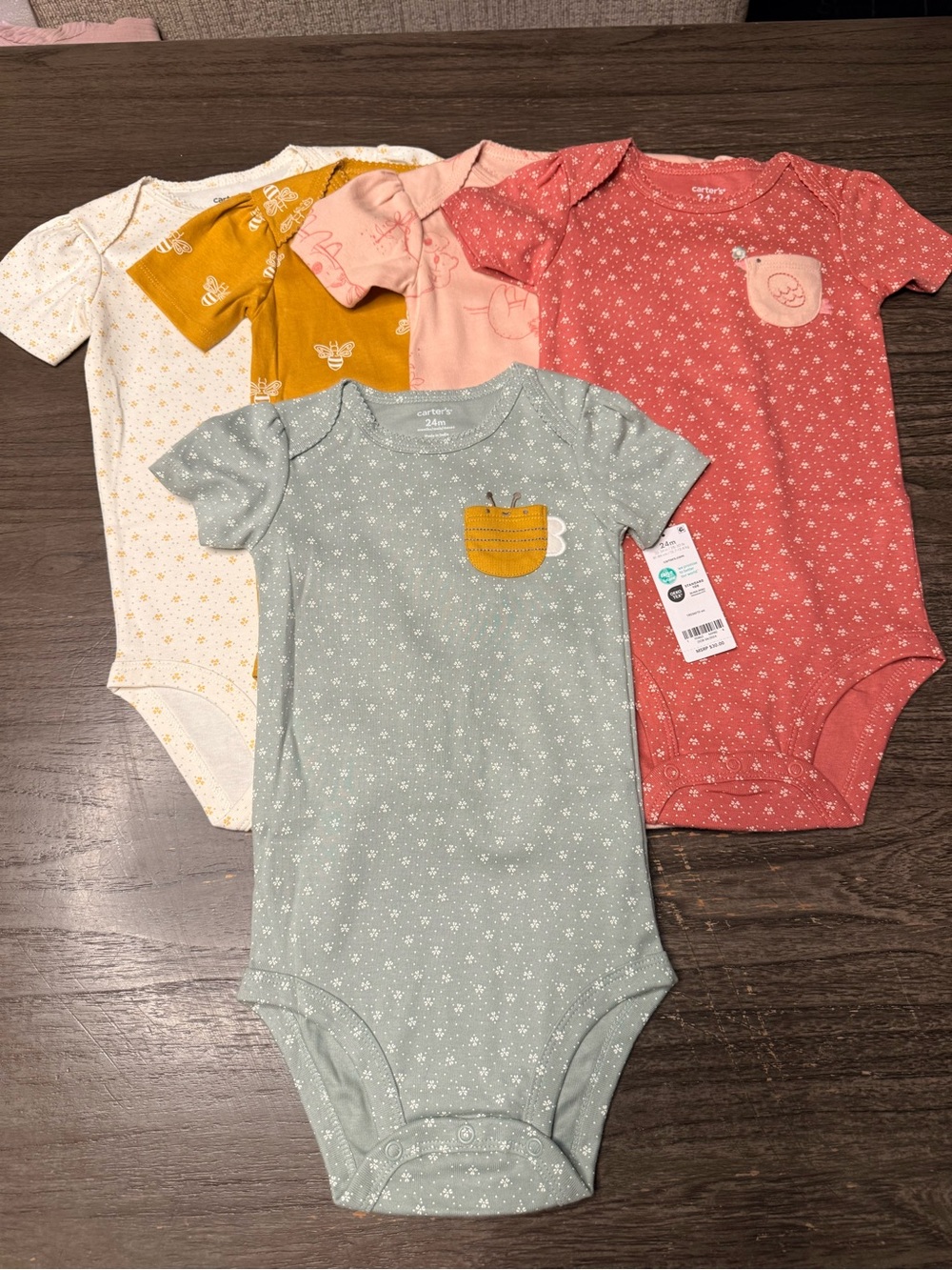 Carter's Baby One-Piece Bodysuit Set - Sage Green, Rust, Mustard, Pink, Cream